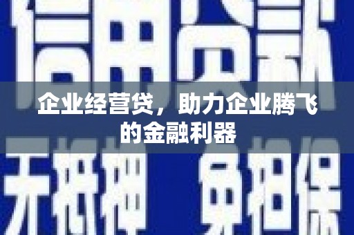 滦平企业经营贷，助力企业腾飞的金融利器