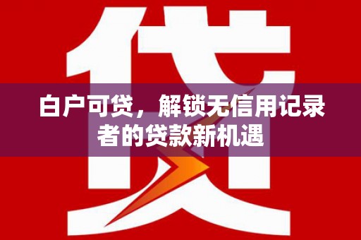 大甲白户可贷，解锁无信用记录者的贷款新机遇