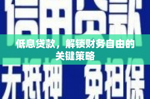 弥陀低息贷款，解锁财务自由的关键策略